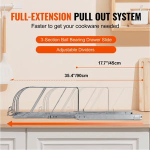 Pan and Pot Rack Organizer Expandable Adjustable Lid Holder Under Cabinet