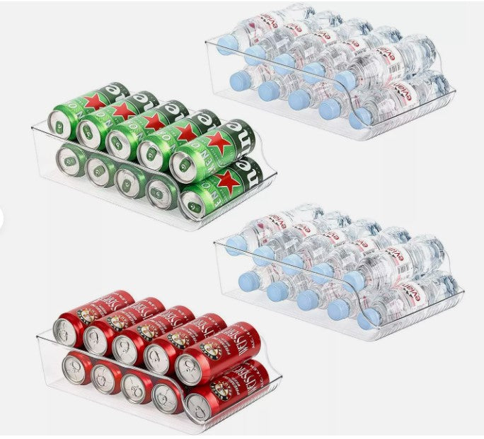 4 Pack Wide Water Bottle Storage Organizer Soda Can Holder and Dispenser