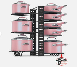 8 Tier Kitchen Pot Pan Storage Rack Organizer Cookware Shelves Holder Stand