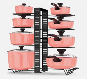 8 Tier Kitchen Pot Pan Storage Rack Organizer Cookware Shelves Holder Stand