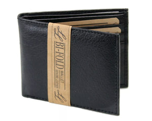 Mens Bifold Genuine Leather Wallet Multi Credit Card ID License Slim Black