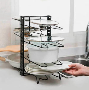 8 Tier Kitchen Pot Pan Storage Rack Organizer Cookware Shelves Holder Stand