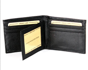 Mens Bifold Genuine Leather Wallet Multi Credit Card ID License Slim Black