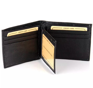 Mens Bifold Genuine Leather Wallet Multi Credit Card ID License Slim Black