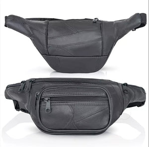 Fanny Pack Sling Bag Black Lambskin Leather Waist Bum Belt Pouch Chest Crossbody