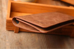 Men's Bifold Leather Breast Pocket Card Holder Suit Purse Long Wallet Checkbook