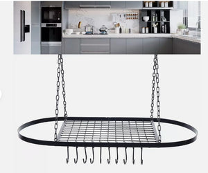 Kitchen Multipurpose Storage Shelf Cookware Rack Adjustable Reusable 9 Hooks