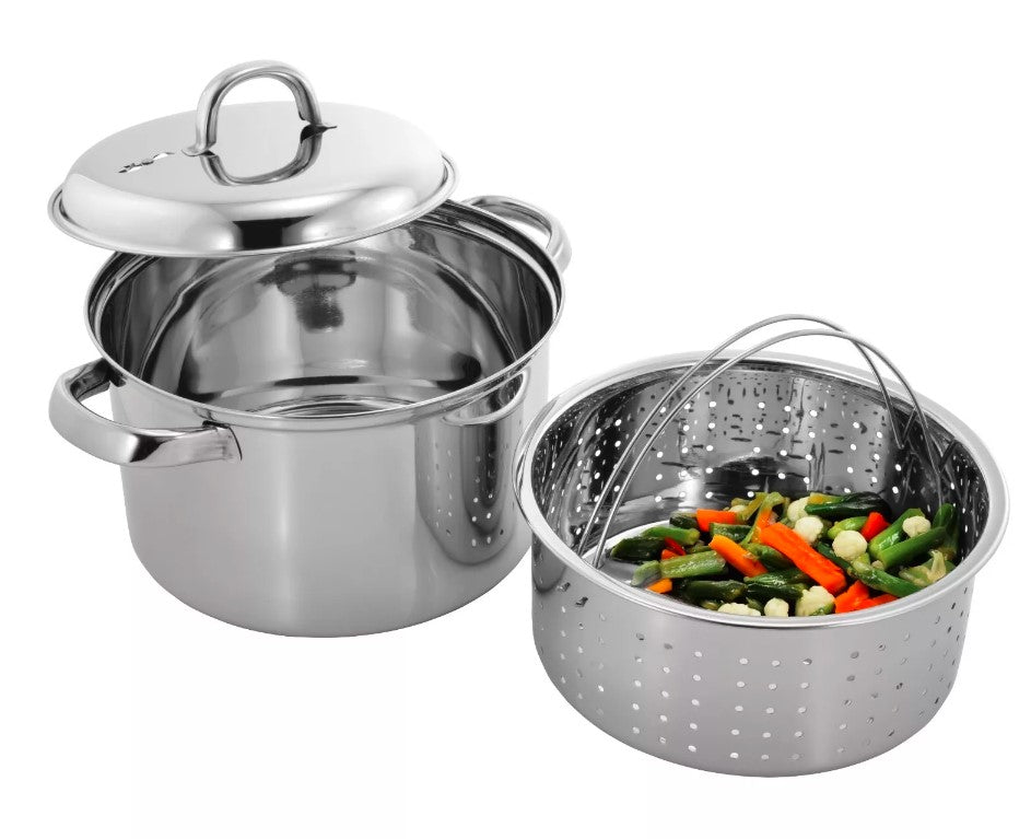 Stainless Steel Kitchen Stove Top With Steamer For Rice Vegetables 4 Quarts