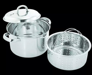 Stainless Steel Kitchen Stove Top With Steamer For Rice Vegetables 4 Quarts