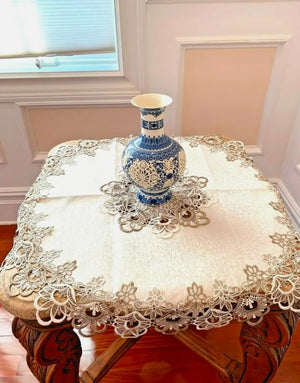 Round Lace Table Cloth Floral embroidered 1 Pc, 36 inches