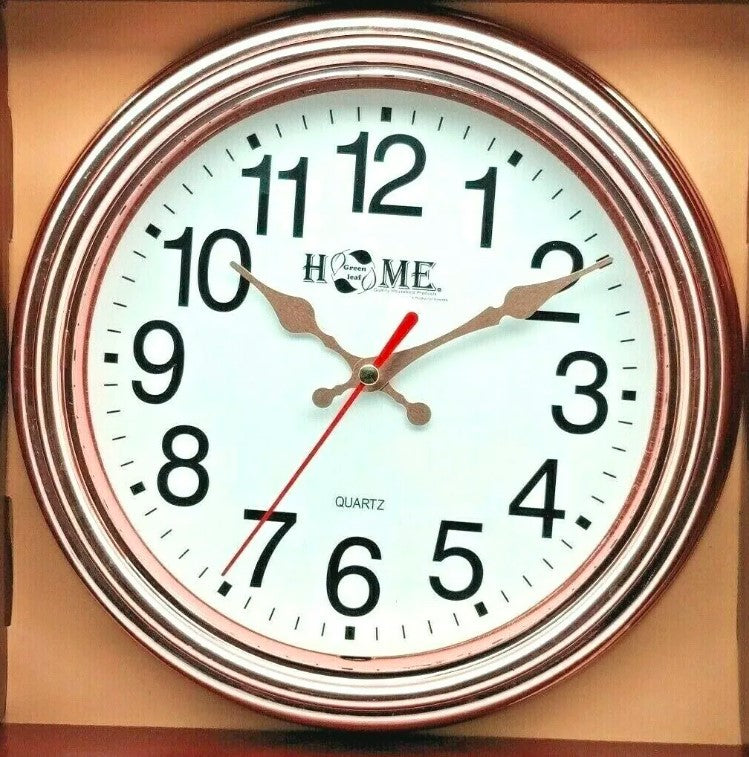 8.9" Wall Clock Round Silent Non Ticking Quartz Easy to Read, Golden