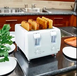 4 Slice Toaster With Wide Slots, 1300 W White