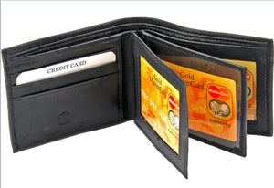 Mens Genuine Leather Wallet Bifold 2 Flap ID Cases Credit Card Holder Billfold