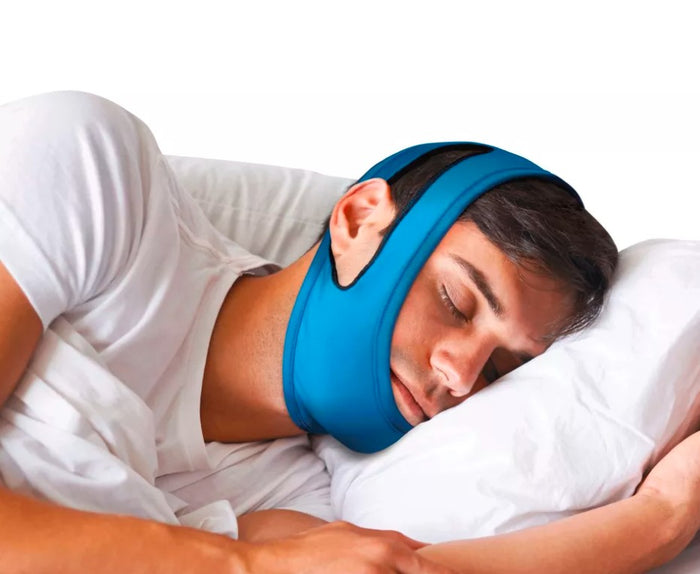 Snore Stop Belt Anti Snoring Cpap Chin Strap Sleep Apnea Jaw Solution, BLUE