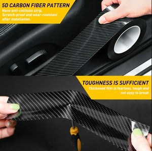 10ft Car Door Protector Sill Scuff Cover Sticker Antiscratch Carbon Fiber Strip