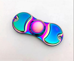 2 SIDE Hand FIDGET Spinner Ball Desk Toy EDC ADHD Stuffer Stocking Focus RAINBOW