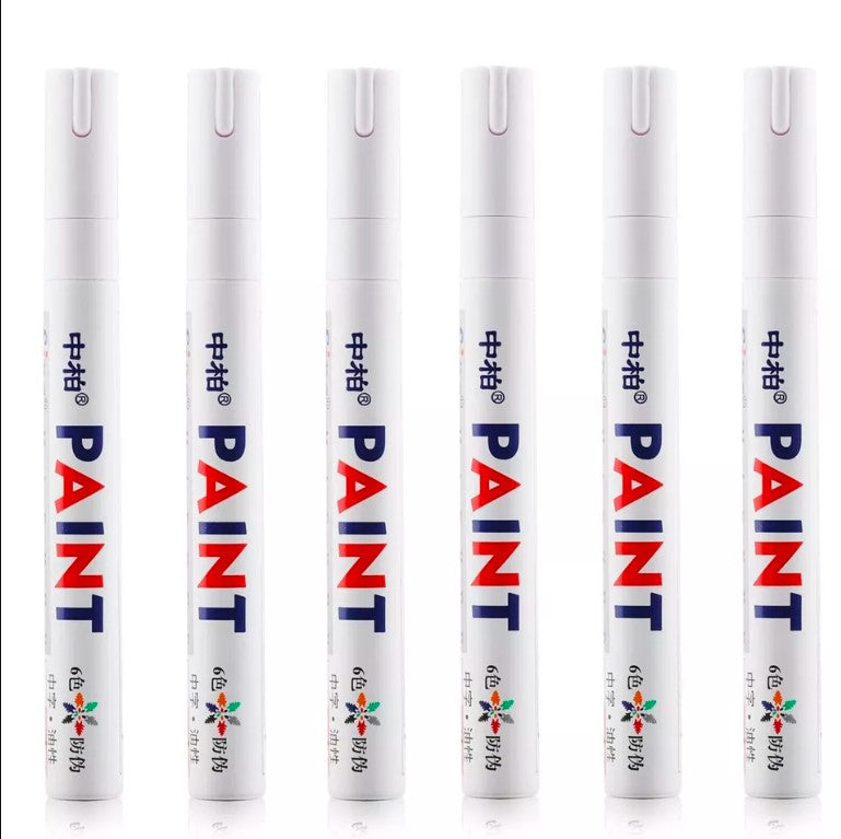 6PC White Paint Pen Marker Waterproof Permanent Car Tire Lettering Rubber Letter