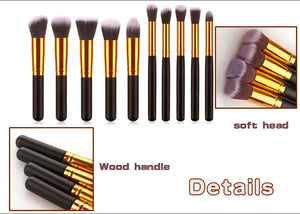 10pcs Makeup Brushes Cosmetic Eyebrow Blush Foundation Powder Kit Set