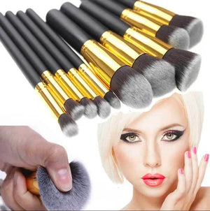 10pcs Makeup Brushes Cosmetic Eyebrow Blush Foundation Powder Kit Set