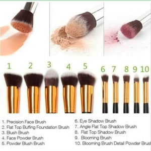 10pcs Makeup Brushes Cosmetic Eyebrow Blush Foundation Powder Kit Set