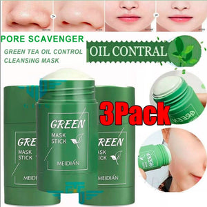 3PCS Green Tea Mask Stick Facial Cleansing Oil Acne Blackhead Control Deep Clean