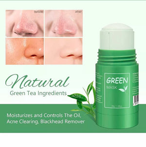 3PCS Green Tea Mask Stick Facial Cleansing Oil Acne Blackhead Control Deep Clean