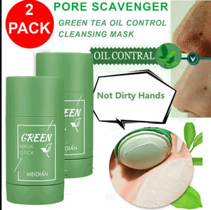 2pcs Green Tea Clay Mask Stick Purifying Deep Cleansing Blackhead Acne Remover