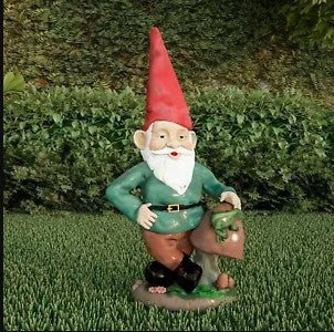 Gnome with Mushroom Statue Resin Figurine Garden Flower Bed Outdoor Lawn 14 Inches
