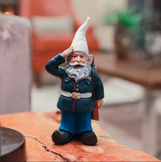 8 inch Dress Blues Bill Saluting U.S. Marine Military Garden Gnome Statue Decor