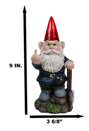 9" You Dig? Shovel Gnome Garden Greeter Gnome Dwarf Flip The Bird Statue