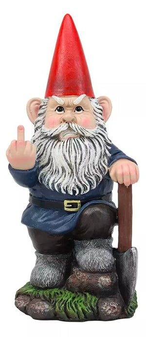 9" You Dig? Shovel Gnome Garden Greeter Gnome Dwarf Flip The Bird Statue