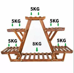 Wood Plant Stand Indoor Outdoor Carbonized Triangle 6 Tiered Corner Plant Rack