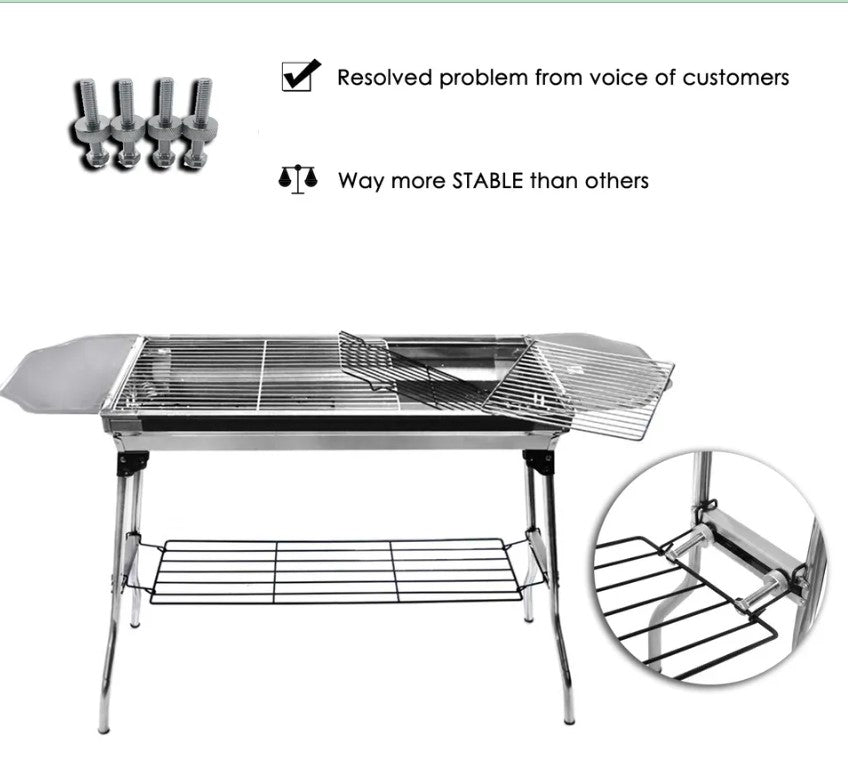 Barbecue Charcoal Grill Stove Shish Kebab Stainless Steel BBQ Patio Camping Fold