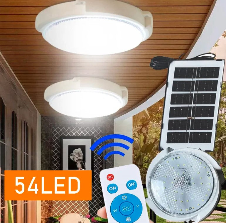 Solar Power Ceiling Pendant Light Remote Control Outdoor Indoor Lamp Waterproof