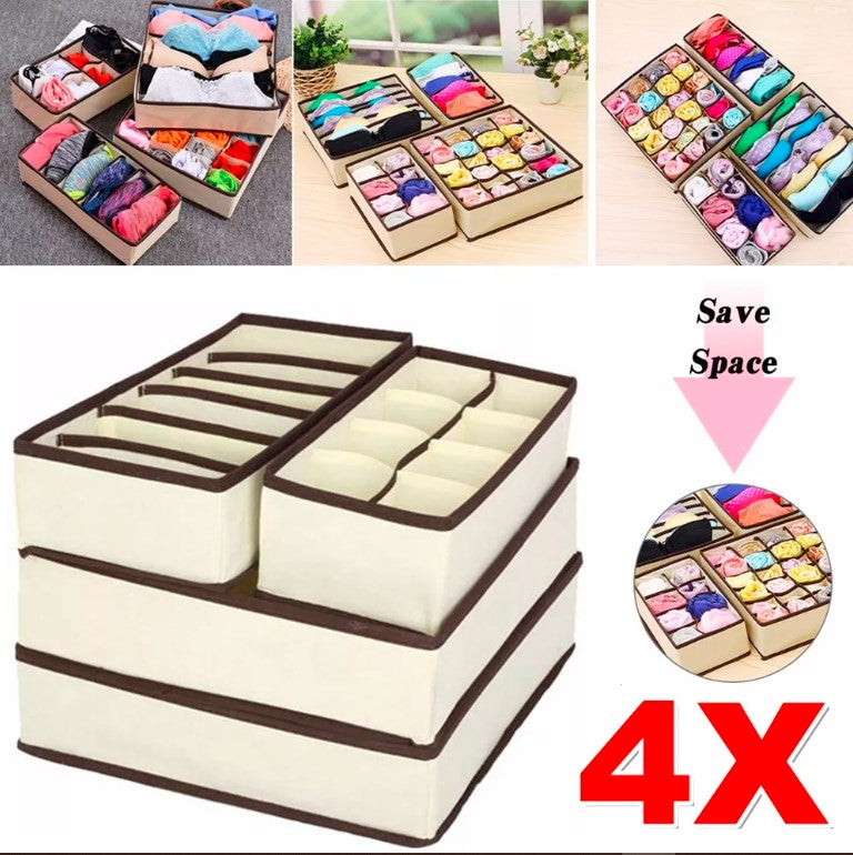 4Pcs Closet Organizer Box Underwear Clothes Bra Socks Storage Drawer Divider
