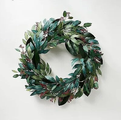 Mixed Eucalyptus Leaf Berry Wreath - Threshold designed