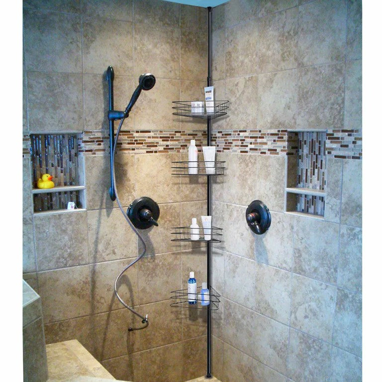 4 Layers Metal Shower Corner Pole Caddy Shelf Bathroom Wall Storage Rack Holder