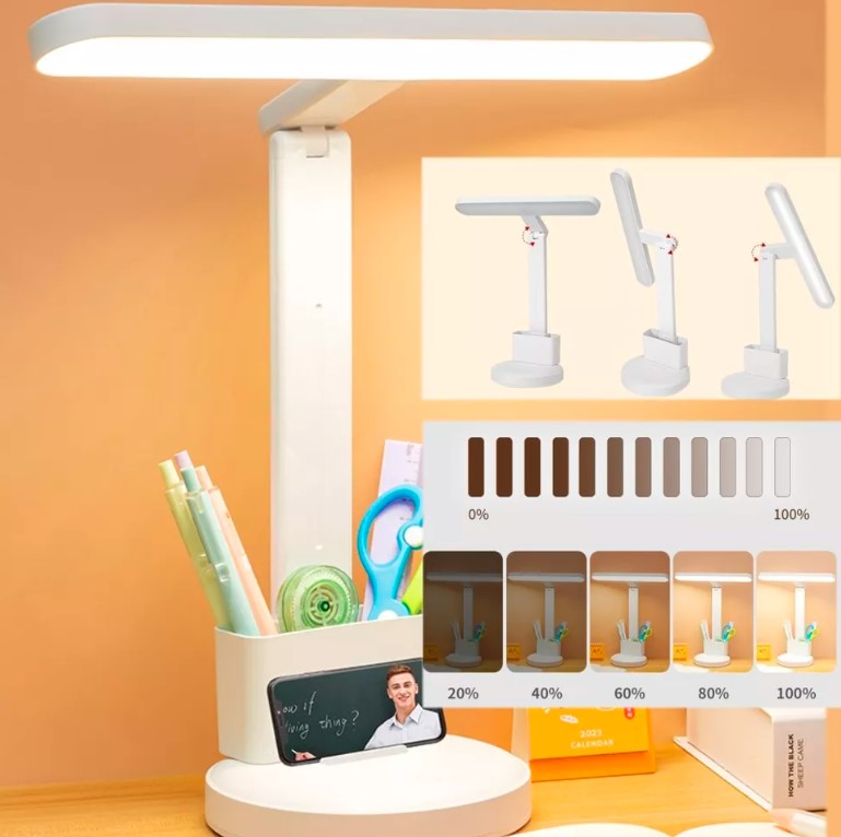 Dimmable LED Desk Light Touch Sensor Table Bedside Reading Lamp USB Rechargeable