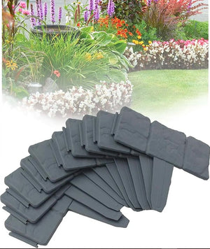 20pcs Home Garden Border Edging Plastic Fence Panel Stone Lawn Yard Flower Bed