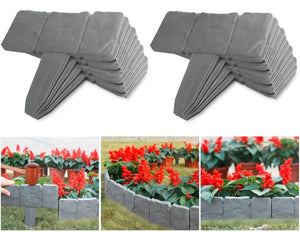 20pcs Home Garden Border Edging Plastic Fence Panel Stone Lawn Yard Flower Bed