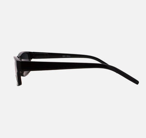 Small Black Rectangular Frame Sunglasses Black Lens Spring Hinge UV 400