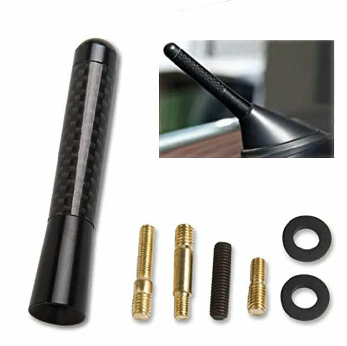 3inches Car Antenna Carbon Fiber Radio FM Antena Black Kit Universal Screw