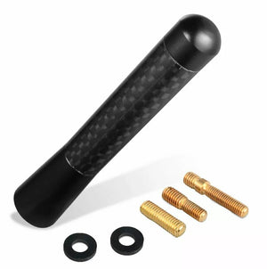 3inches Car Antenna Carbon Fiber Radio FM Antena Black Kit Universal Screw