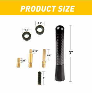 3inches Car Antenna Carbon Fiber Radio FM Antena Black Kit Universal Screw