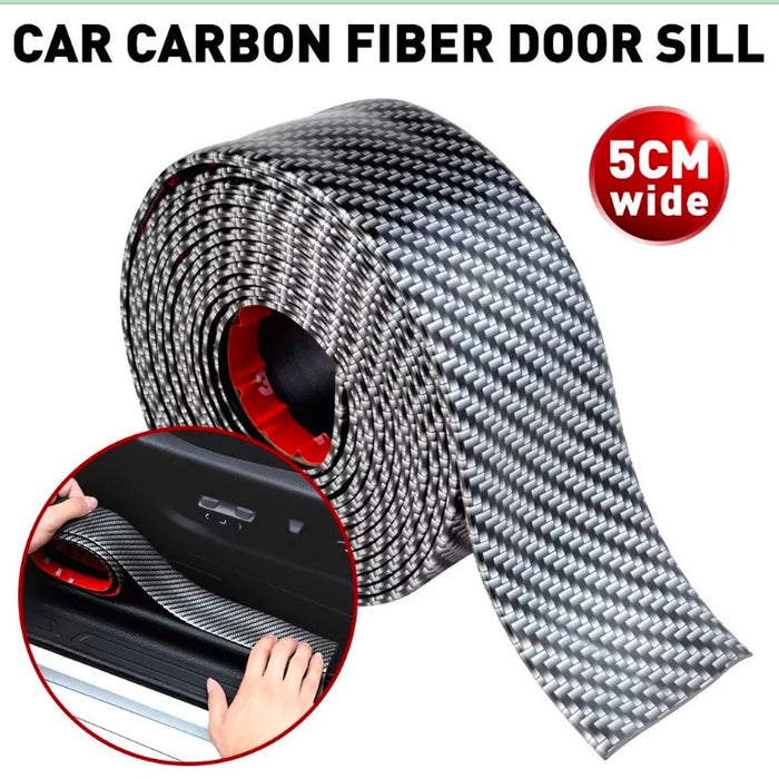 2M Carbon Fiber Car Door Plate Sill Anti Scratch Sticker Scuff Cover Accessories