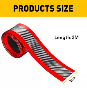 Red Carbon Fiber Car Sill Door Plate Scuff Cover Protector Sticker Antiscratch