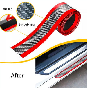 Red Carbon Fiber Car Sill Door Plate Scuff Cover Protector Sticker Antiscratch