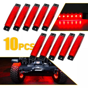 10pcs Red LED Rock Underbody Strip Wheel Light Truck Offroad Boat RV ATV Lamps