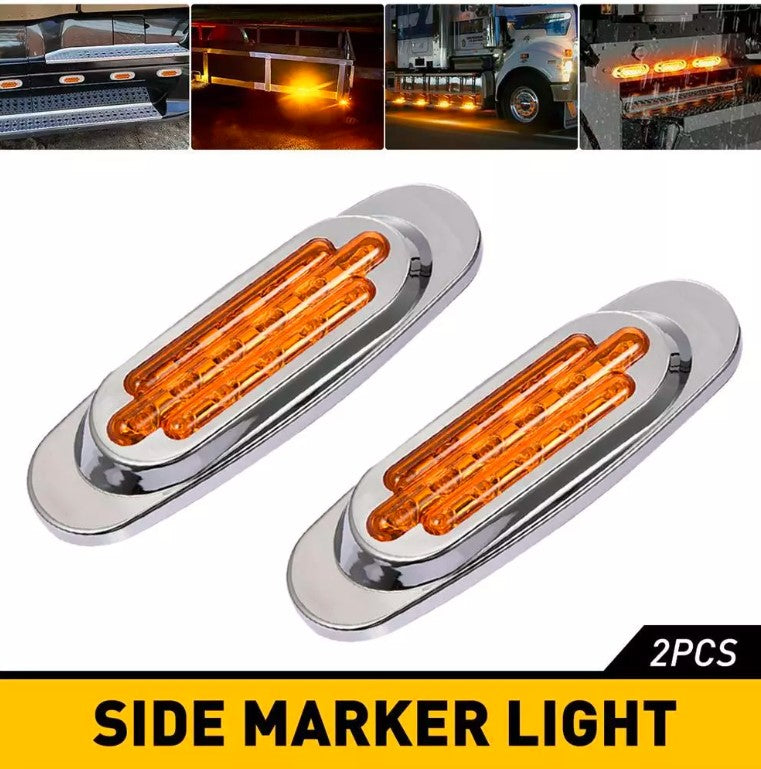2pcs LED Amber Clearance Side Marker Indicator Light Truck Accessory Trailer Lamp