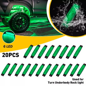 Green LED Light Rock Offroad Truck Boat ATV Car UTV Underbody Light Kit, 20PCS